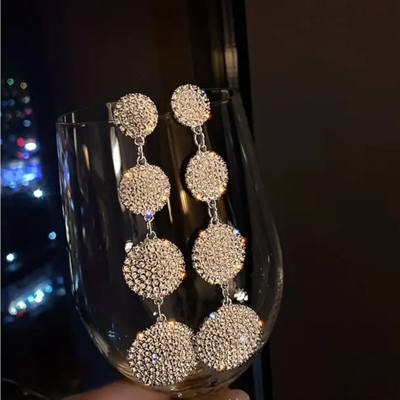 WOMAN’S RHINESTONE EARRINGS STERLING SILVER - Picture 1 of 8